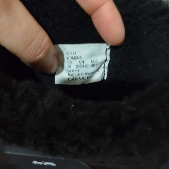 COACH Shearling Turnlock Harness Black Suede - Picture 4 of 9